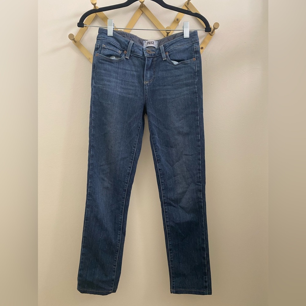 Paige Skyline Ankle Peg Jeans Size 25 Medium Wash Cropped Skinny Mid Rise